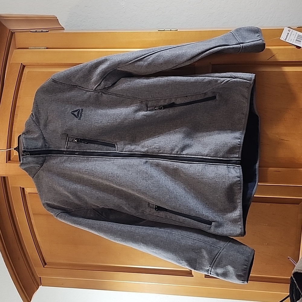 Mens New With Tag Grey Jacket with flag on shoulder